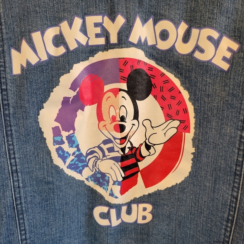 Disney Parks Mickey Mouse Club Retro 90s Colorblock Long Sleeves Denim Jacket - Picture 8 of 11